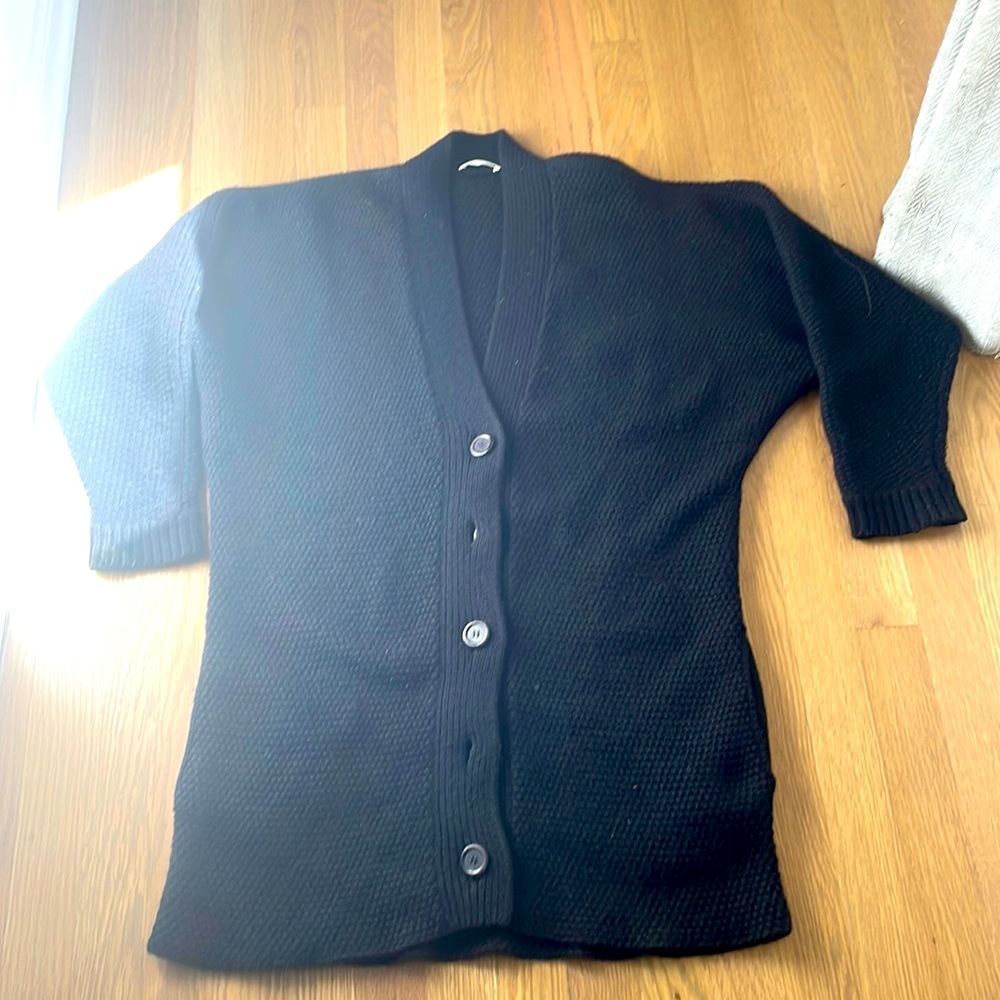 black chloe long heavyweight cashmere cardigan